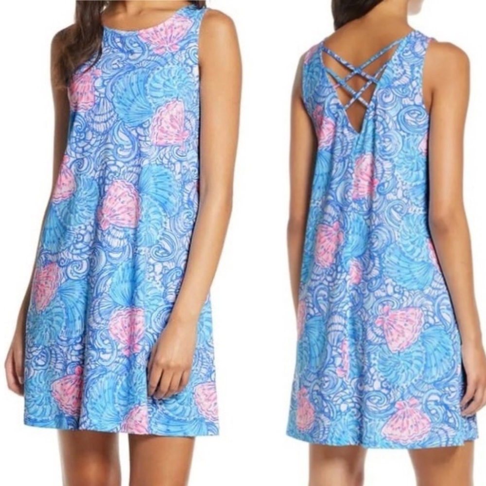 Lilly Pulitzer Kristin Dress Blue Haven Raising Shell XXS